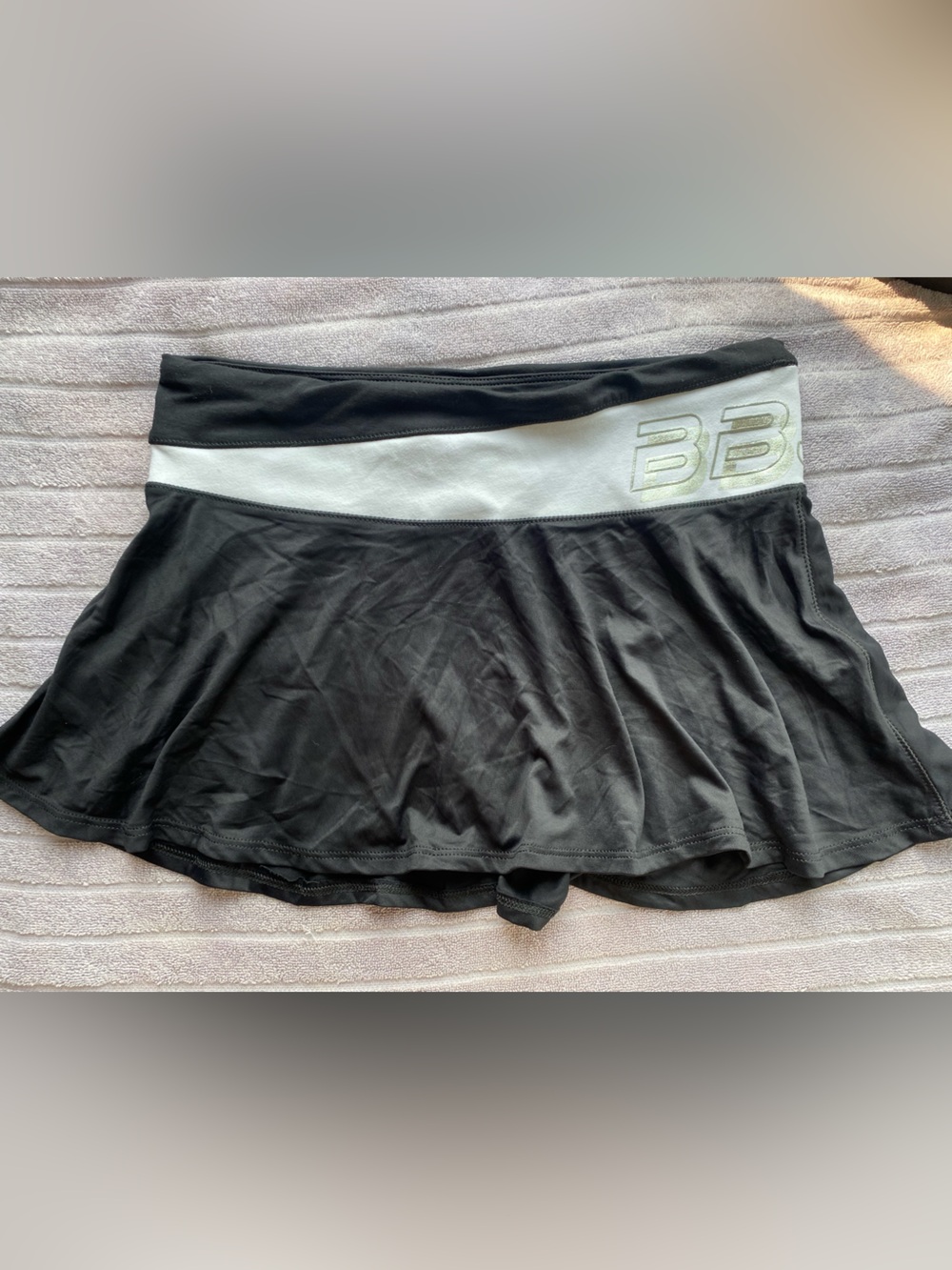 Vintage Y2K Bebe Sport Mini Skirt Black White Logo - Made in USA M/Small